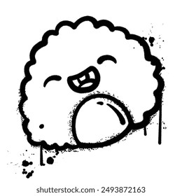Vektorgrafik Graffiti Spray Smile Reiskugel japanisches Essen isoliert auf weißem Hintergrund