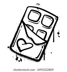 Vector graffiti spray valentine chocolate isolated on white background