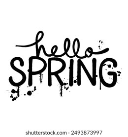 Vector graffiti spray word hello spring isolated on white background