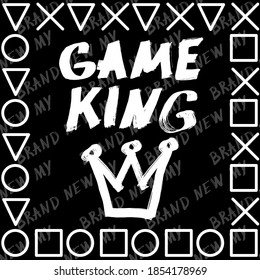 Vector graffiti style seamless abstract pattern, joysticks gamepad illustration and slogan text. Paint drips. Modern print. Textiles, print, t-shirts. Abstract modern trendy vector illustration.