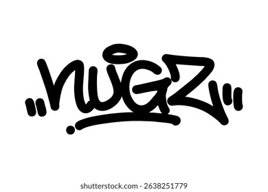 Vector graffiti tag of “Nugz” in bold black. Clean and modern street lettering with weed-inspired vibes. Ideal for cannabis branding, hip hop themes, and urban-style digital design projects.