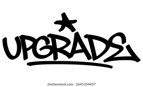 Vector graffiti tag of the word “upgrade” in bold black street art style. Expressive and modern handstyle lettering on transparent background. Great for progress and creative themes.
