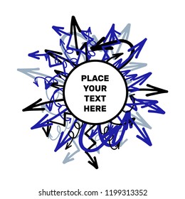 Vector graffiti tags frame of blue arrows