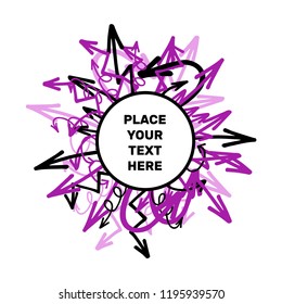 Vector graffiti tags frame of purple lilac arrows