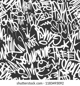 Vector graffiti tags seamless pattern, print design