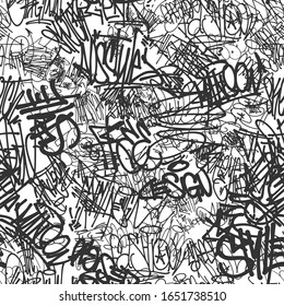 Vector graffiti tags seamless pattern, print design.
