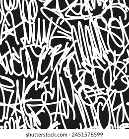 Vector graffiti tags seamless pattern, print design.