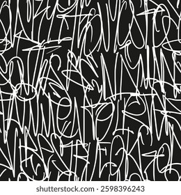 Vector graffiti tags seamless pattern, print design.