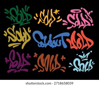 Tipografía de graffiti de Vector del paquete de colección vendida