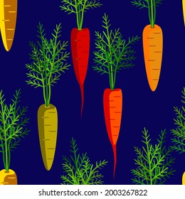 Vector - grafik carrots vegetables
seamless pattern with leaves. 