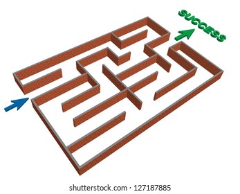 Vector grahic of a maze that leads to success