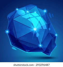 Vector grain technology object, multifaceted pixilated cybernetic model.