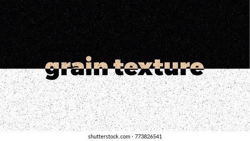 Vector grain texture. Noise effect. Grains isolated on black and white background as an example. Use in your designs for adding textures, creating effects, making patterns etc.