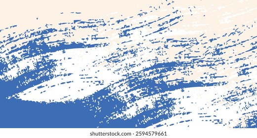 Vector grainy blue spiral brush stroke with spray texture. Hand drawn distress damaged abstract