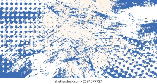 Vector grainy blue spiral brush stroke with spray texture. Hand drawn distress damaged abstract modern simple design
