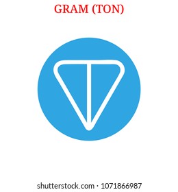 Vector GRAM (TON) digital cryptocurrency logo. GRAM (TON) icon. Vector illustration isolated on white background.