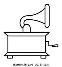 Vector Gramophone Outline Icon Design
