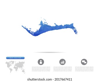 Vector Grand Bahama map blue polygon triangle mosaic for presentation. Creative concept for infographic.