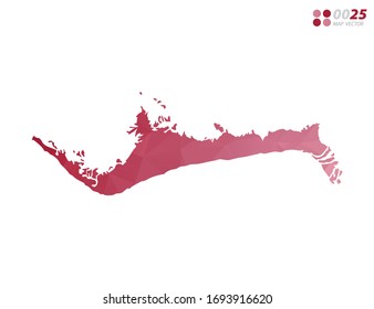 Vector of Grand Bahama map red polygon triangle mosaic with white background. style gradient.