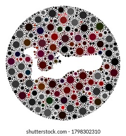 Collage del mapa del virus SARS en la isla Gran Caimán vectorial. La infección ataca el territorio de cuarentena desde el espacio. Collage de mapas de la Isla Gran Caimán creado con elementos de infección.