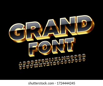 Vector Grand Chic Font. 3D Premium Alphabet Letters and Numbers.