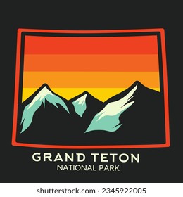 vector of grand teton national park, mountain, perfect for t-shirt design, etc