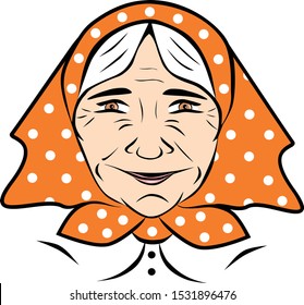 Vector grandmother in a headscarf
