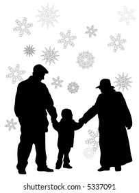 vector grandparents with grandson