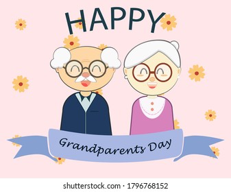 vector for grandparents smiling broadly can be used for greeting cards on grandparents day, to express love and harmony in the family.