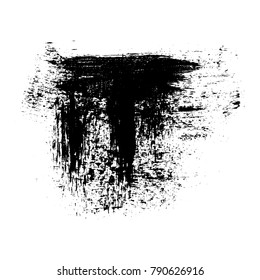 Vector grange acrylic brush strokes. Black design elements on white background. Hand painted. Ink drawing.