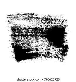 Vector grange acrylic brush strokes. Black design elements on white background. Hand drawing. Ink backdrop.