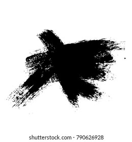 Vector grange acrylic brush strokes. Black color on white background. Hand painted design elements. Ink drawing.