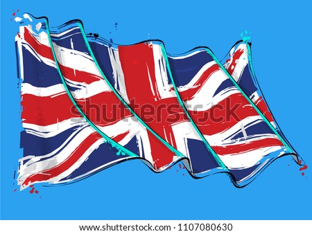 Vector grange Illustration of a British waving Flag. All elements neatly on well defined layers