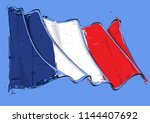 Vector grange Illustration of a French waving Flag. All elements neatly on well defined layers