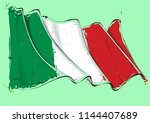 Vector grange Illustration of an Italian waving Flag. All elements neatly on well defined layers