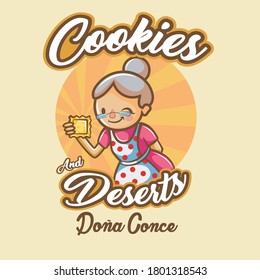 Vector Granny Cook with Pie