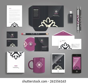 Vector grapchic professional identity for your company, with flowers and useful elements
