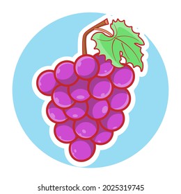 Pegatina de dibujos animados de frutas de uva vectorial