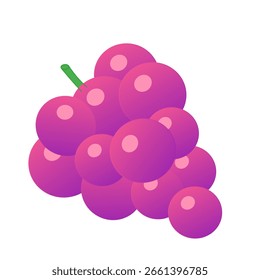 Icono de la uva del Vector, ilustración de la fruta púrpura en aislado del fondo blanco, símbolo del logotipo de la uva en estilo plano de la historieta