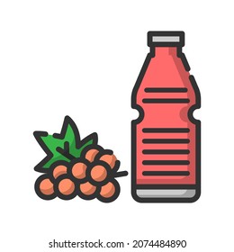 Vector grape juice filled line icon, food and drink related 64x64 Pixel, whitebackground
