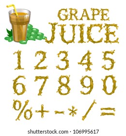 Vector grape juice serif font, numbers, digits