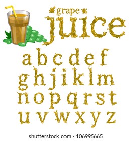 Vector grape juice serif font, abc a-z