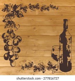 vector  grape wine background  hand-drawn sketch