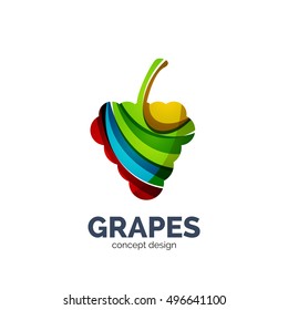 Vector grapes creative abstract fruit logo created with waves