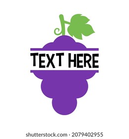 Vector Grapes Name Frame on White Background
