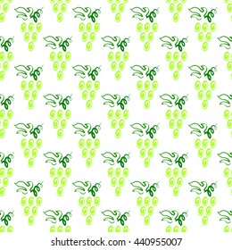 Vector Grapes Seamless Pattern. Vine Background. Fruits and Vegetables Texture. Silhouettes of Grapes.