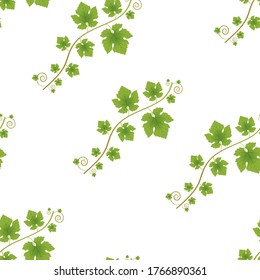 Vector grapevine seamless pattern on a white background.