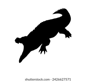 vector grapgic silhouette of crocodile