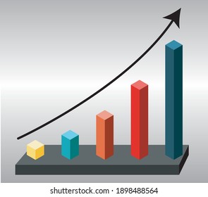 Vector graph with arrow infographic template with 5 steps. Can be used for web design, timeline, chart, graph, business presentation.
