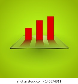 vector graph chart on glass background